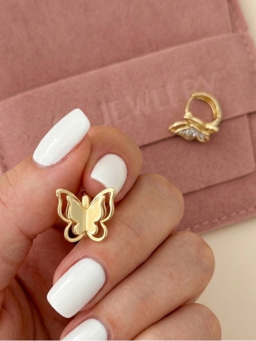 14K Gold Plated 3D Layered Butterfly Earrings • Water Resistant Jewelry • New